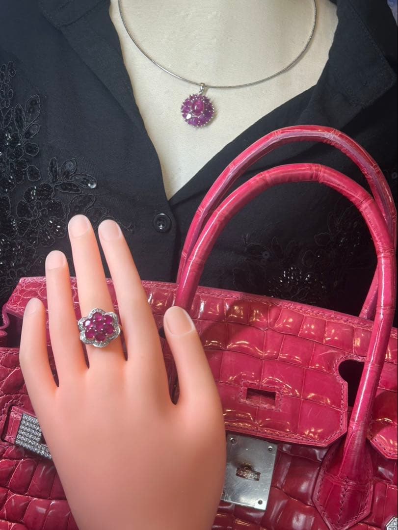 硝*ゴ様 天然ルビーサイズ限定14.5号➕カボションルビーネックレスセット