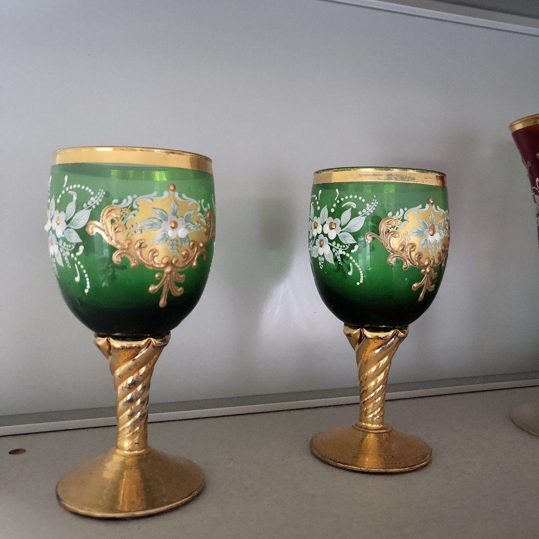 ベネチアングラスベネチアンボトルセット7点ガラスワイングラス