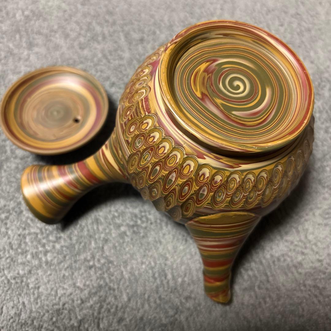 常滑焼　練込網目カット文急須　2個セット　小西友仙作