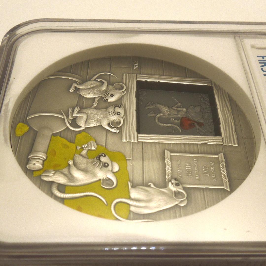★箱付き NGC MS70 銀貨 猫がいない時ねずみが踊る 2020 パラオ