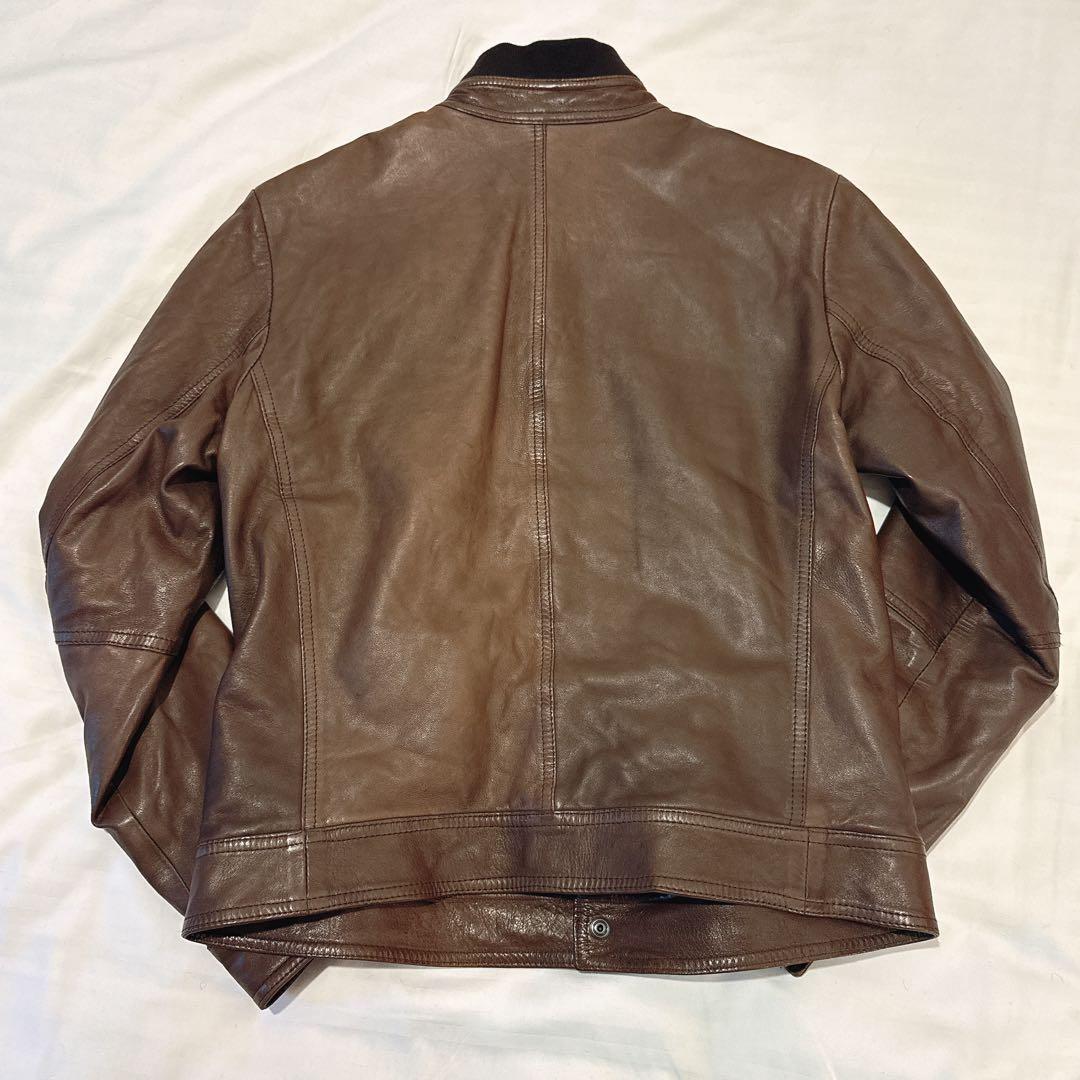 EMMETI エンメティ レザージャケット L ブラウン ナッパレザー 中綿