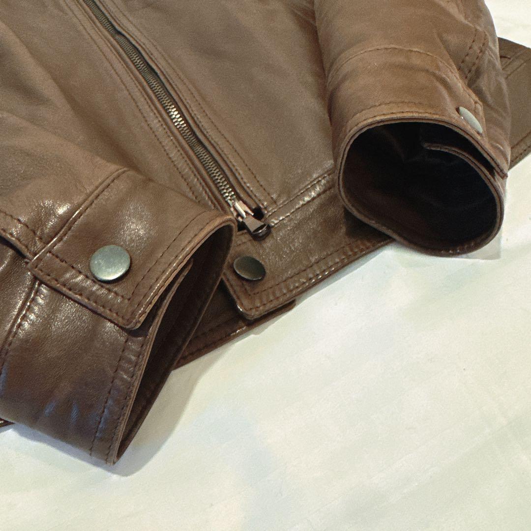 EMMETI エンメティ レザージャケット L ブラウン ナッパレザー 中綿