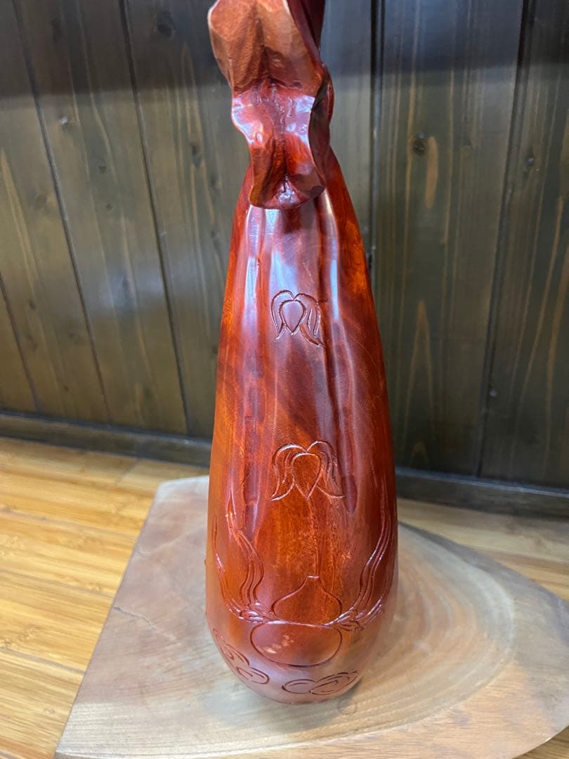 木製　リボン付き　仏像　布袋様　福の神　運気上昇