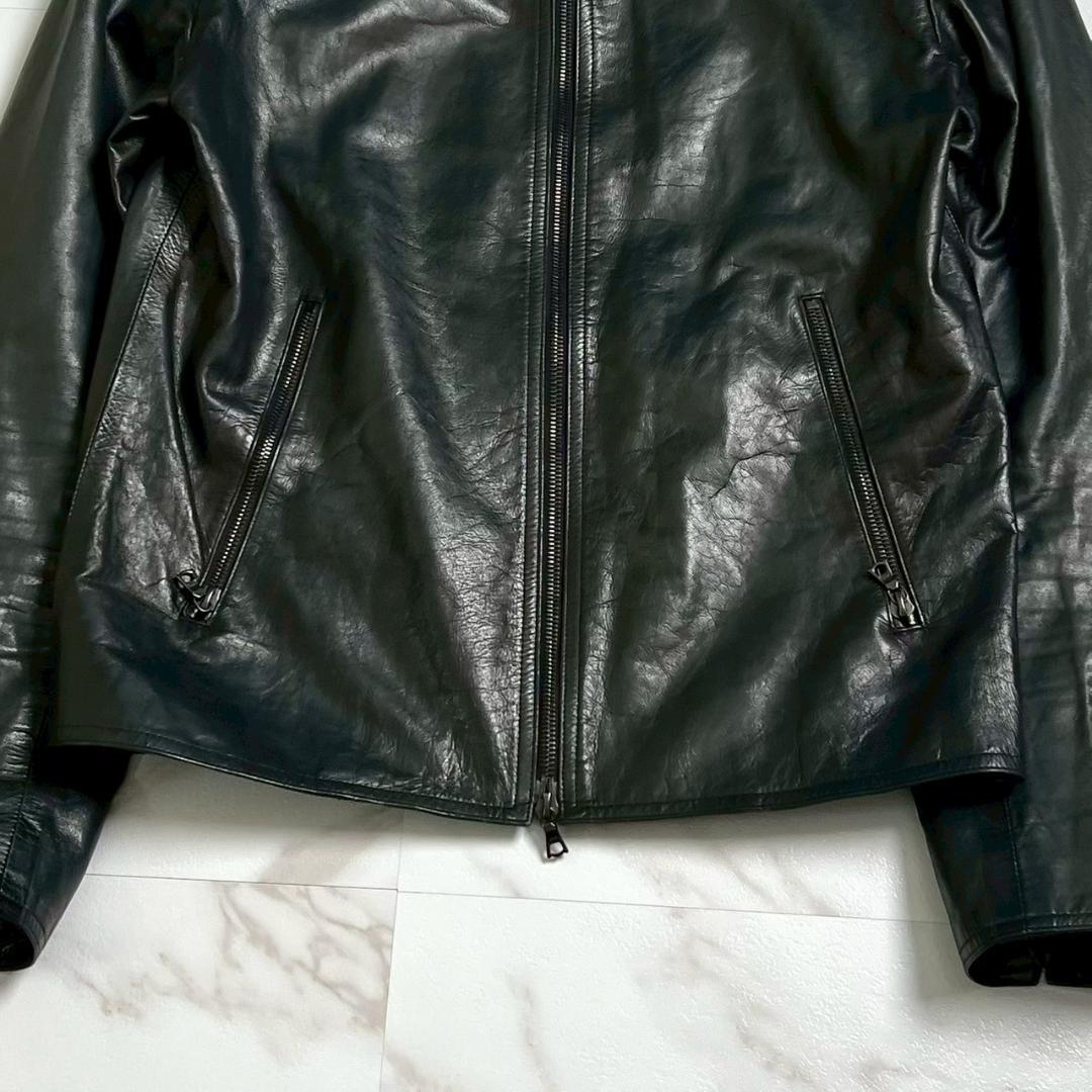 希少　m0851　アニリン　シングル　ライダース　軽量　薄手レザー　ブラック　黒