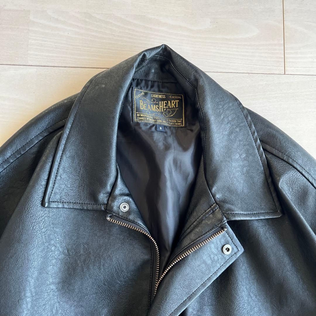 【人気品】BEAMS HEART フェイクレザークラシックブルゾン