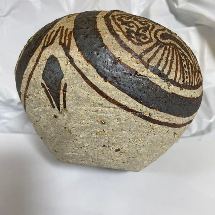 中国　磁州窯　花瓶　瓶　壺　飾り　顔　China  置物　つぼ