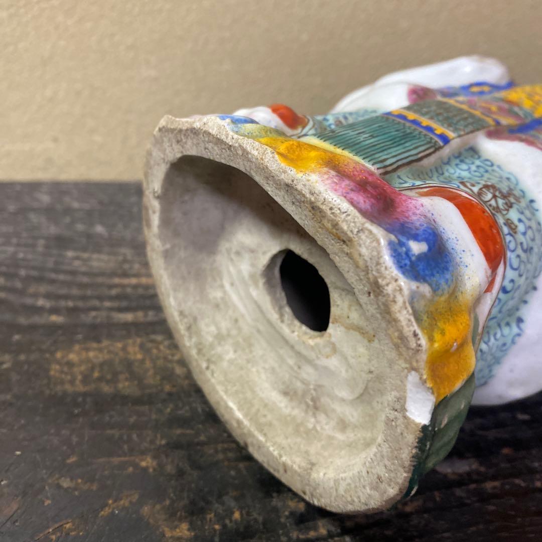 中国古玩　色絵人物置物12cm31cm8cm