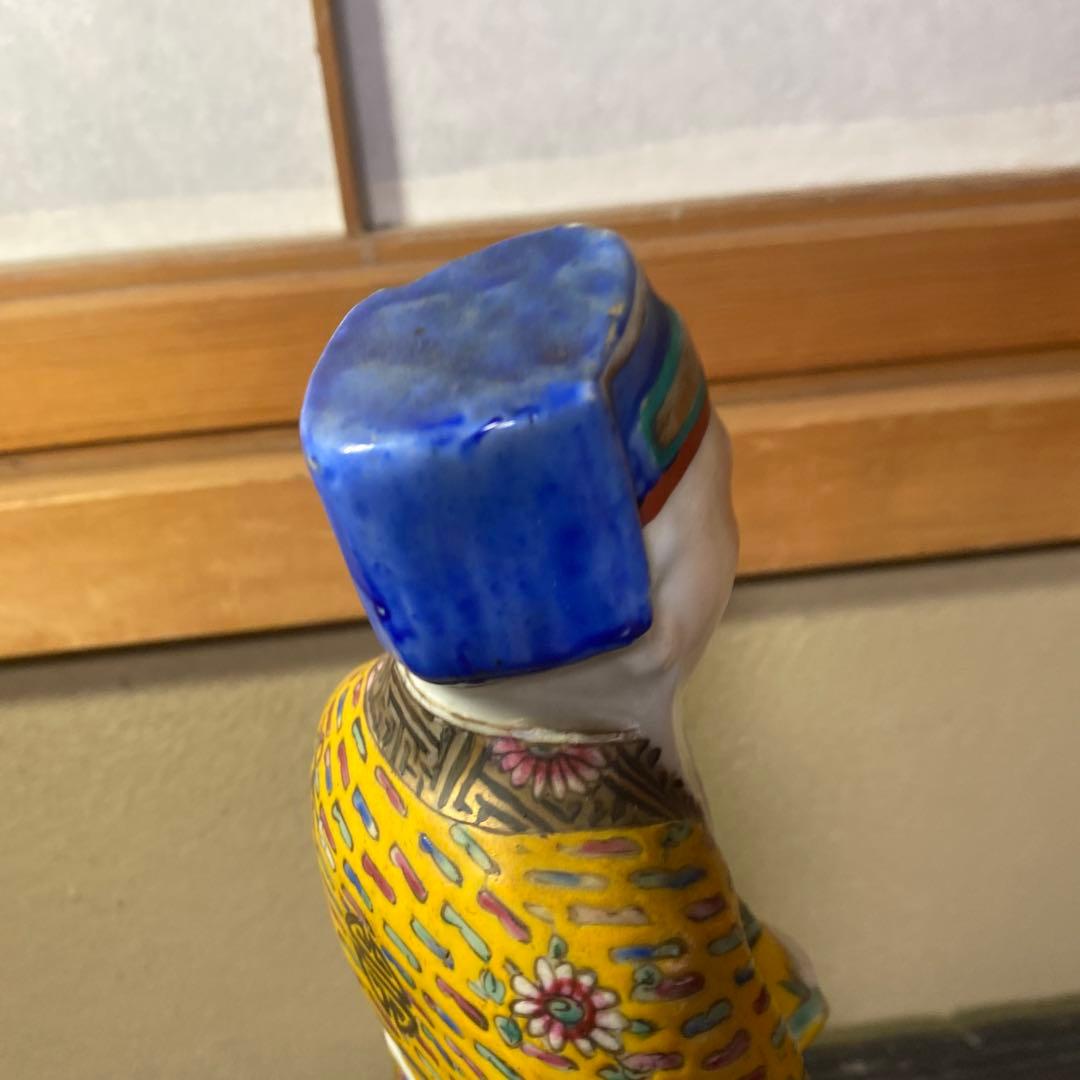 中国古玩　色絵人物置物12cm31cm8cm