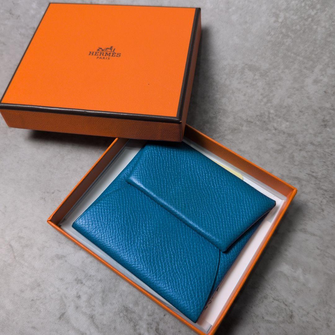 HERMES バスティア ヴォーエプソン ケース 小銭入れ　ブルー