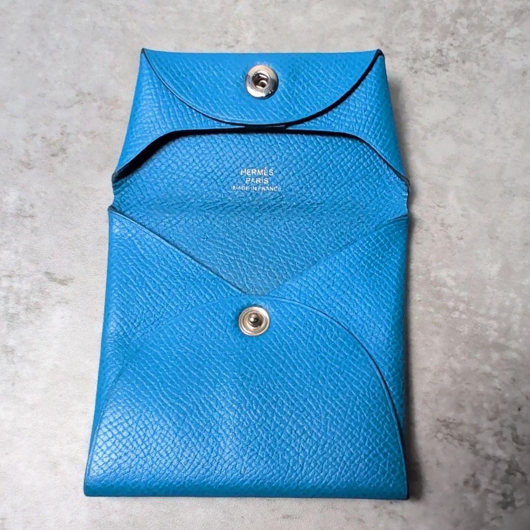 HERMES バスティア ヴォーエプソン ケース 小銭入れ　ブルー