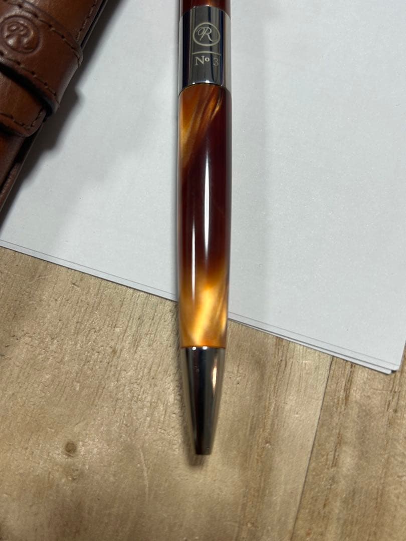 ROMEO ロメオ No.3細軸 ボールペン イタリアンアンバー専用ケース付き