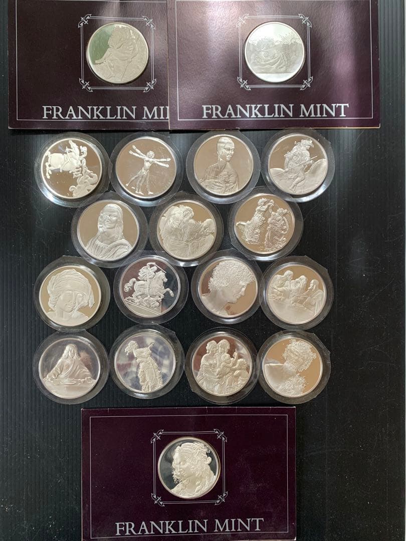 フランクリンミント レオナルドダヴィンチ銀メダル18枚 銀製【約合計918g】