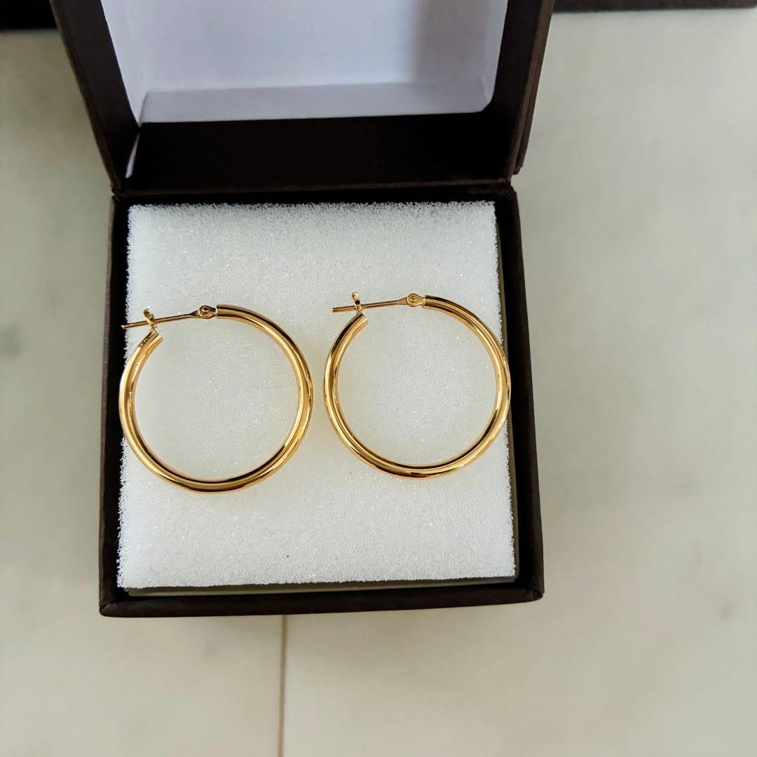 美品　18kフープピアス
