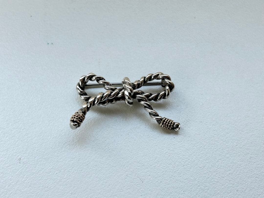 ♦︎①TIFFANY&Co. コンビ ツイスト ロープ リボン ブローチ K14