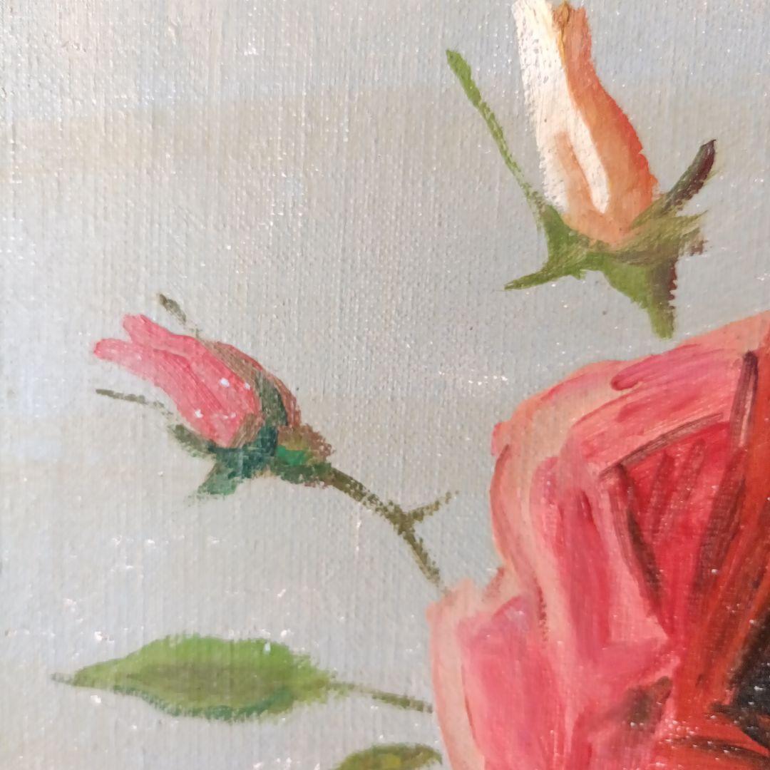 古　カラフル　薔薇　花の絵　アート　油絵?　絵画　アンティーク　作者不明