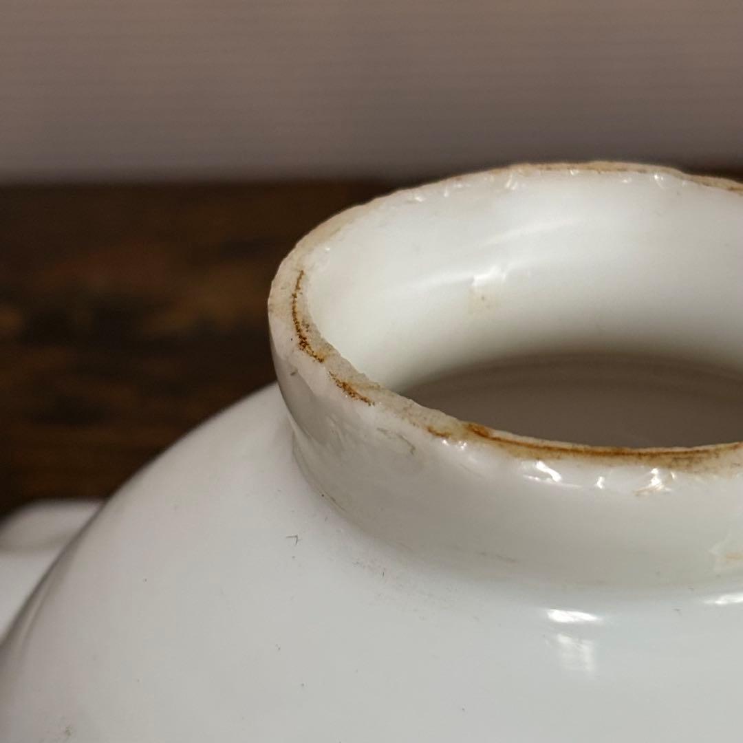 アンティーク電笠　乳白色　緑