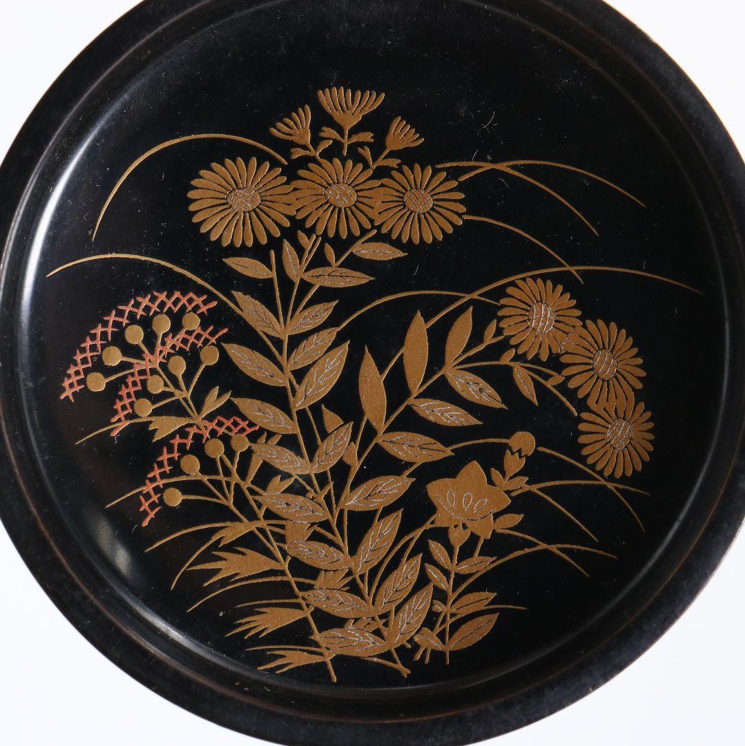 辻石斎作 秋草に鈴虫蒔絵 香合 茶道具 共箱共布　C900