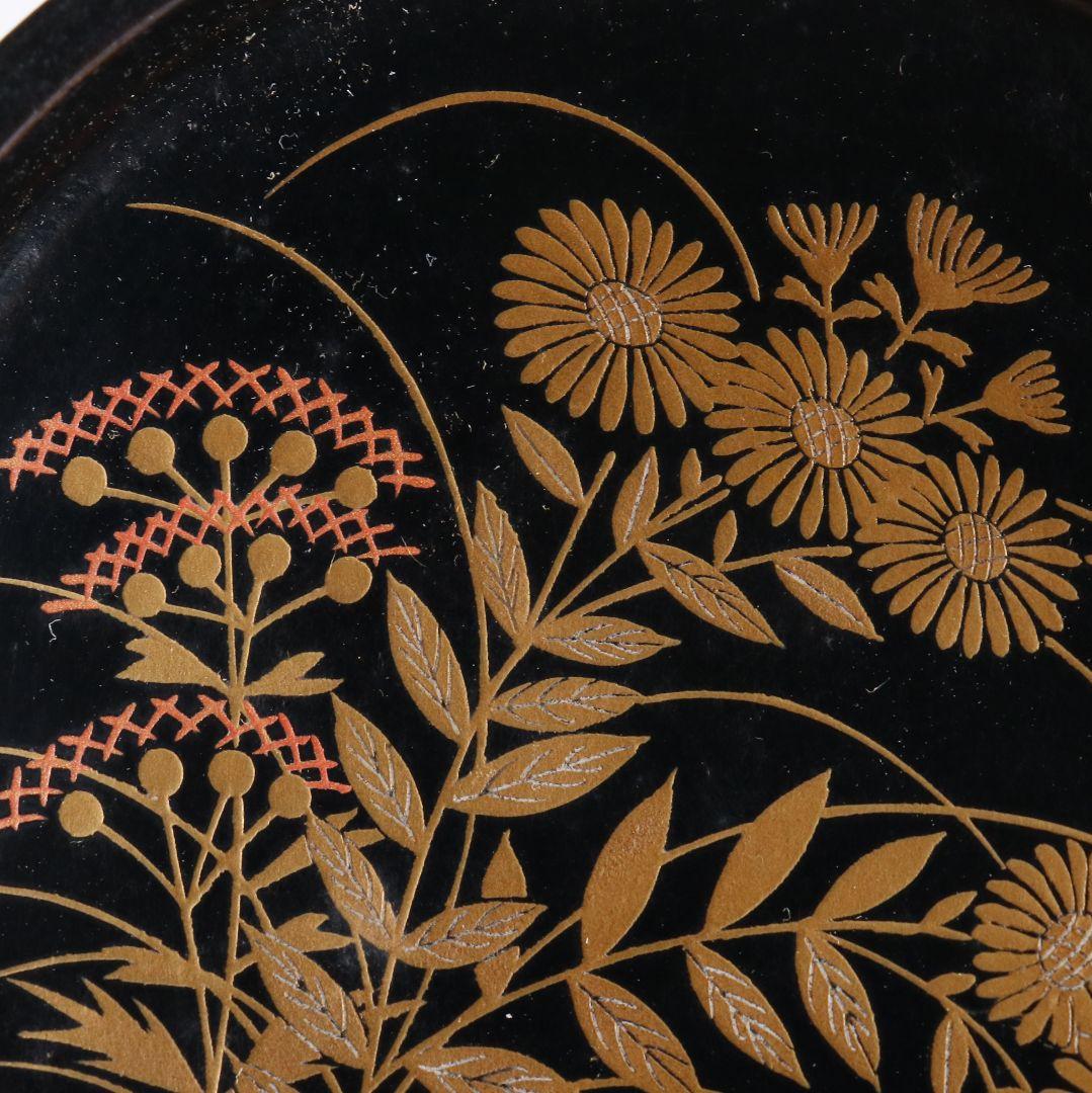 辻石斎作 秋草に鈴虫蒔絵 香合 茶道具 共箱共布　C900