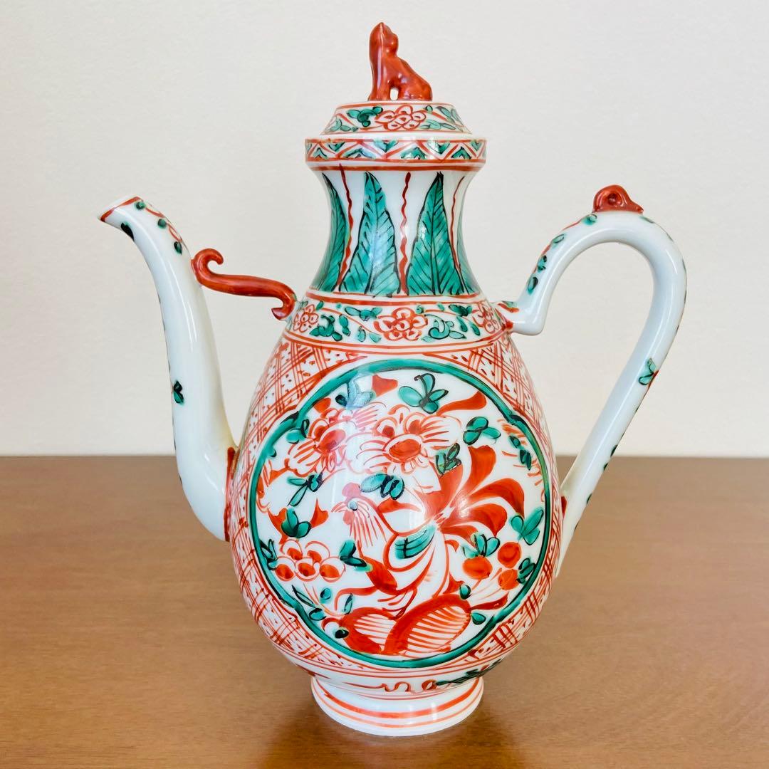 煎茶道具 盛盞瓶 赤絵　高野昭阿弥　共箱　茶器　水注　水差し　磁器　仙盞瓶