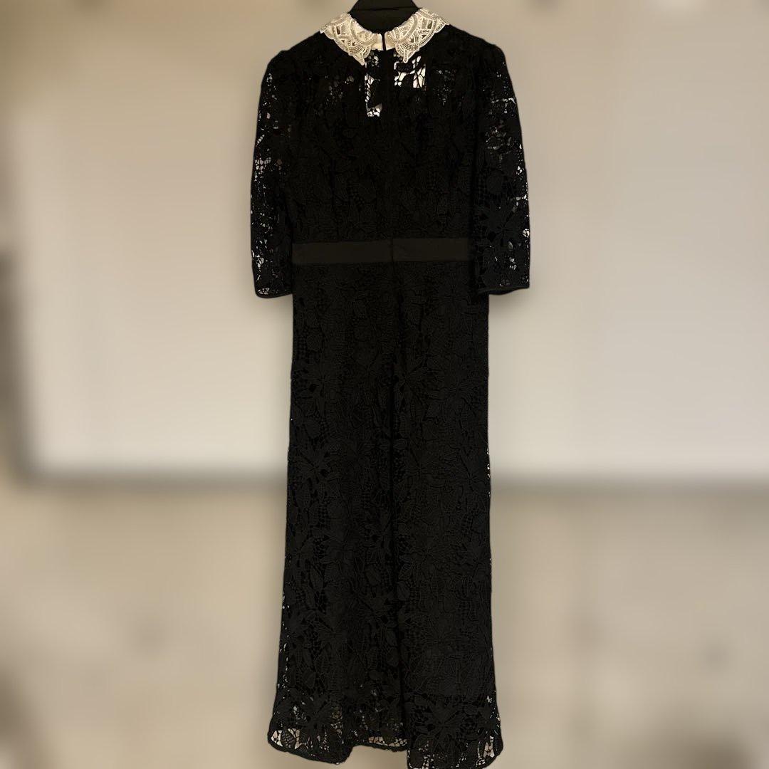 【新品】Leja 黒 レースドレス 長袖 襟付き