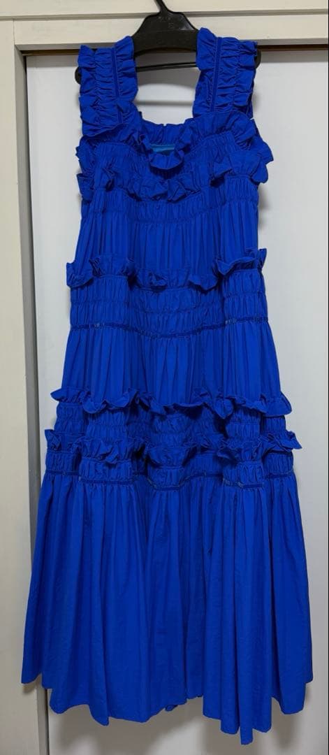 完全未使用PERNA ペルナ　ギャザーフリルキャミワンピース　ブルー