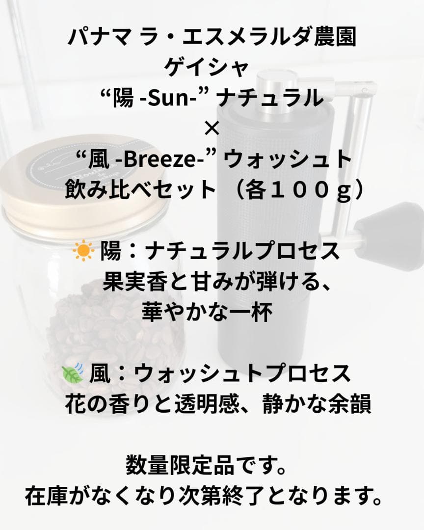 【飲み比べセット各100ｇ 浅煎り】パナマ ゲイシャ エスメラルダ農園