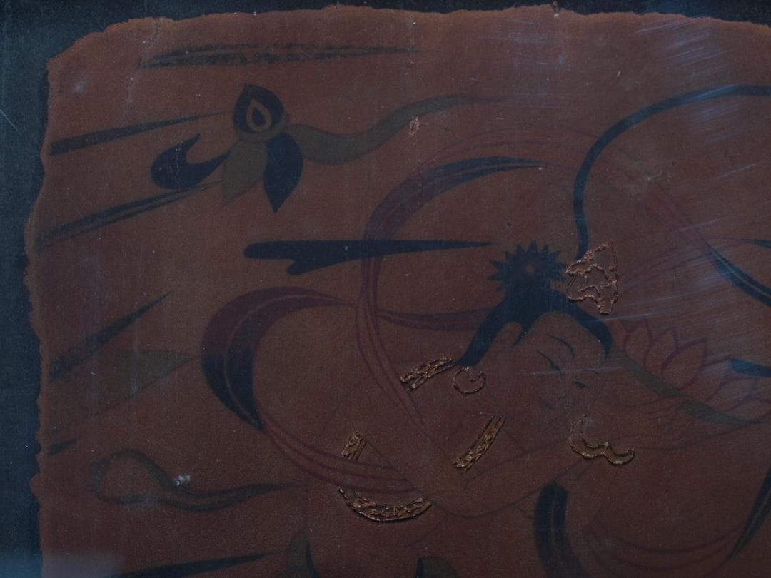 中国唐時代　敦煌莫高窟壁画 彩絵　人物像 発掘品 古美術 AK1749A1-5