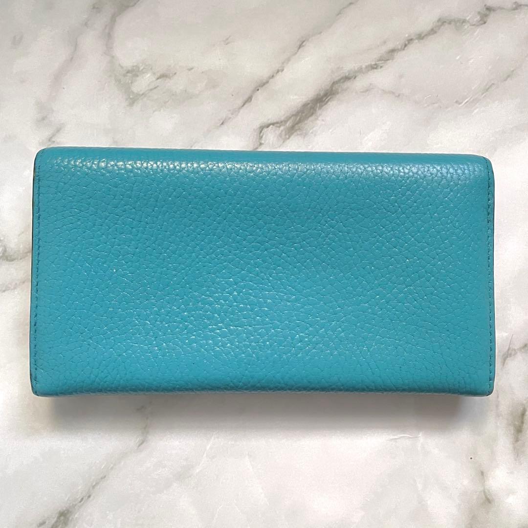 GUCCI グッチ 長財布 GG 金具 レザー ブルー　美品　0112-⑤