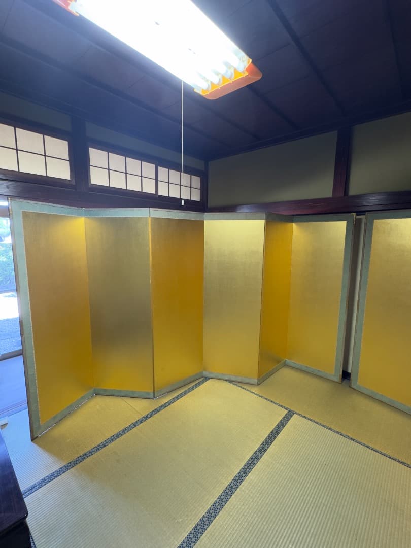 金沢製 金箔屏風 二曲一双 約100年前 美品