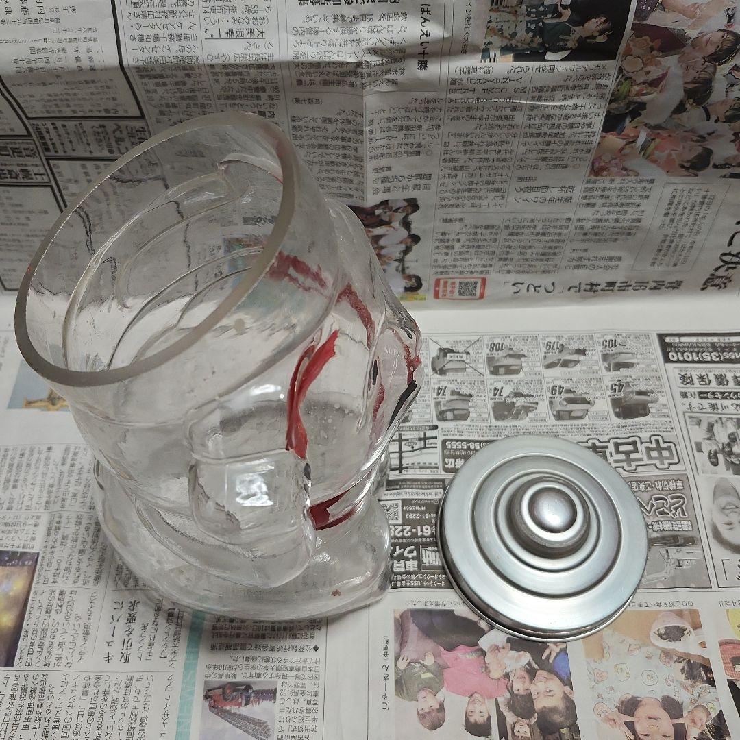 昭和レトロ 招き猫 ガラスビン ブリキ蓋付き アンティーク