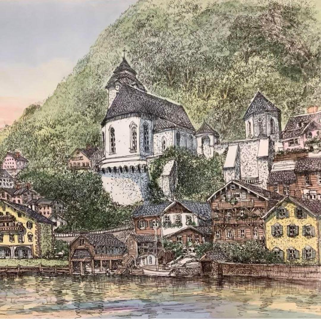 絵画・額縁・版画・織田 義郎・新品未使用・ハルシュタットⅢ・美術品・インテリア