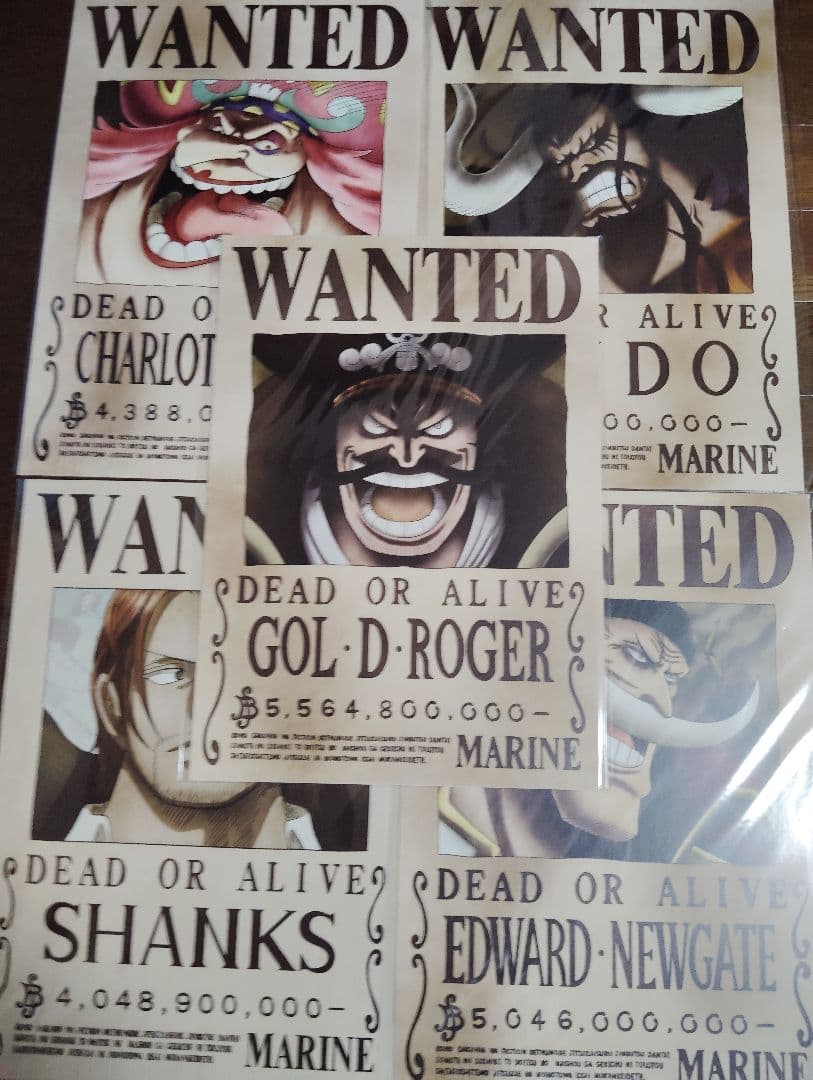 ワンピース　海軍公式手配書　四皇＋ロジャー