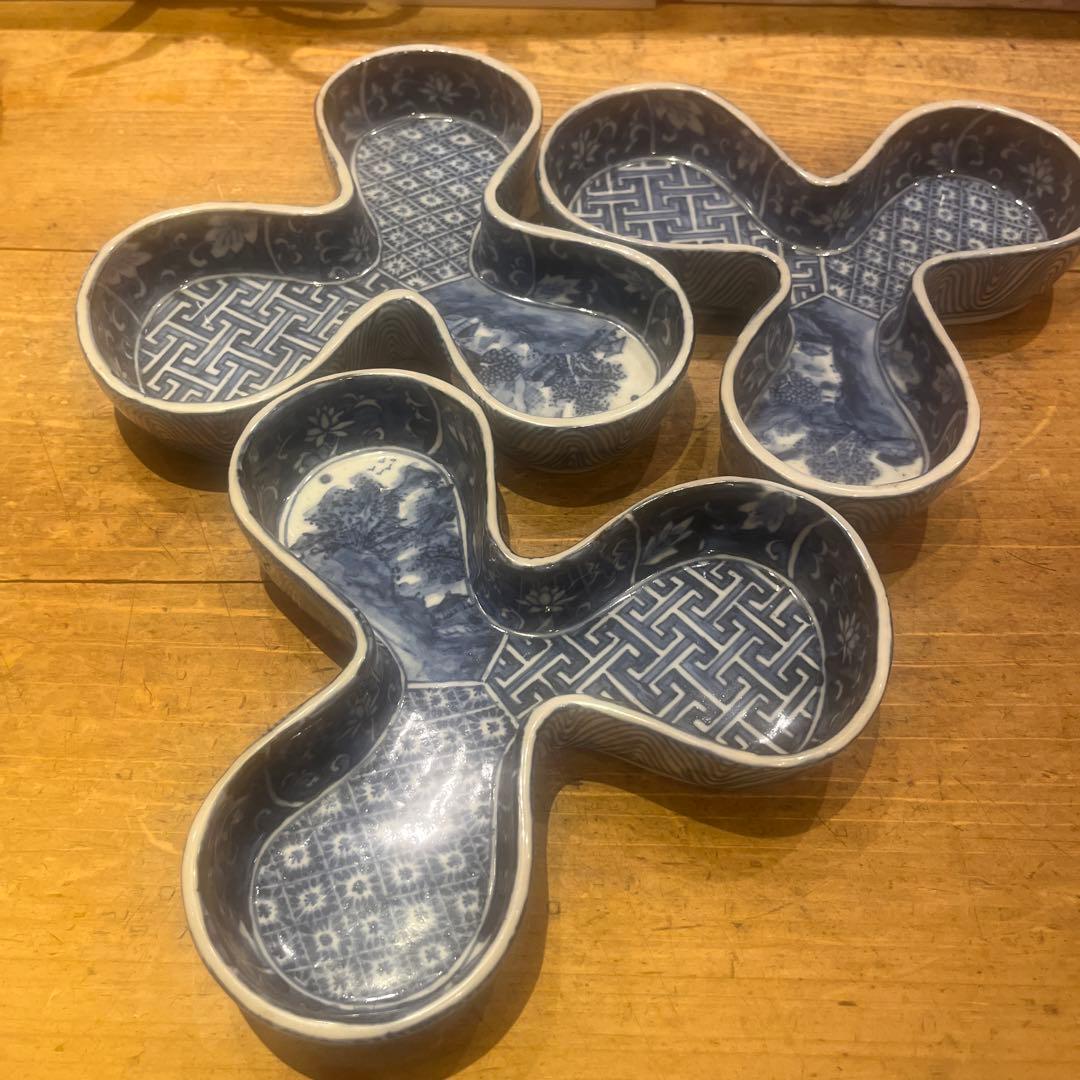 廣野俊彦　　染付皿　　　5客