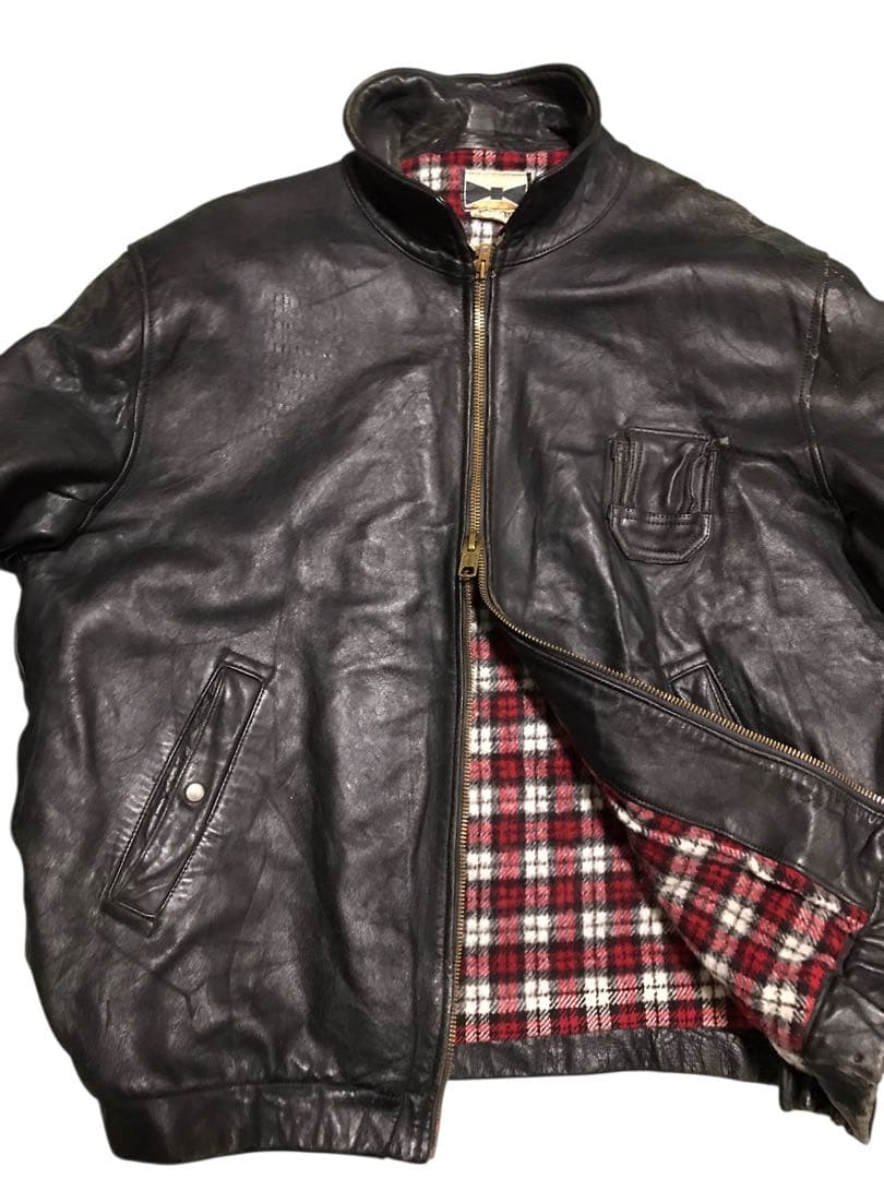 vintage フランス空軍タイプ パイロットジャケット 裏地チェック