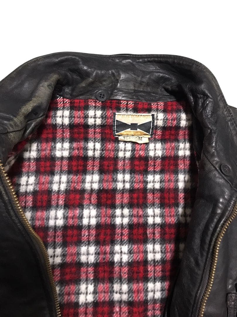 vintage フランス空軍タイプ パイロットジャケット 裏地チェック