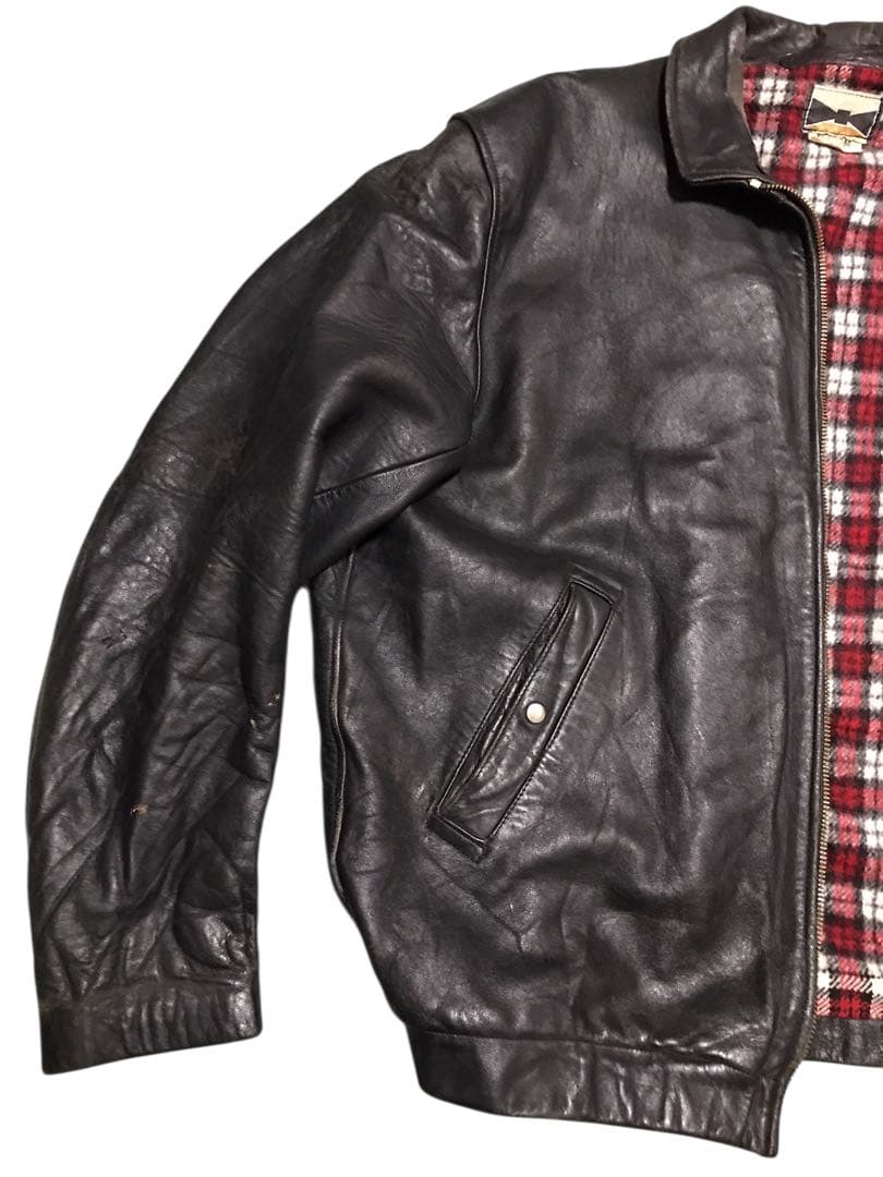 vintage フランス空軍タイプ パイロットジャケット 裏地チェック