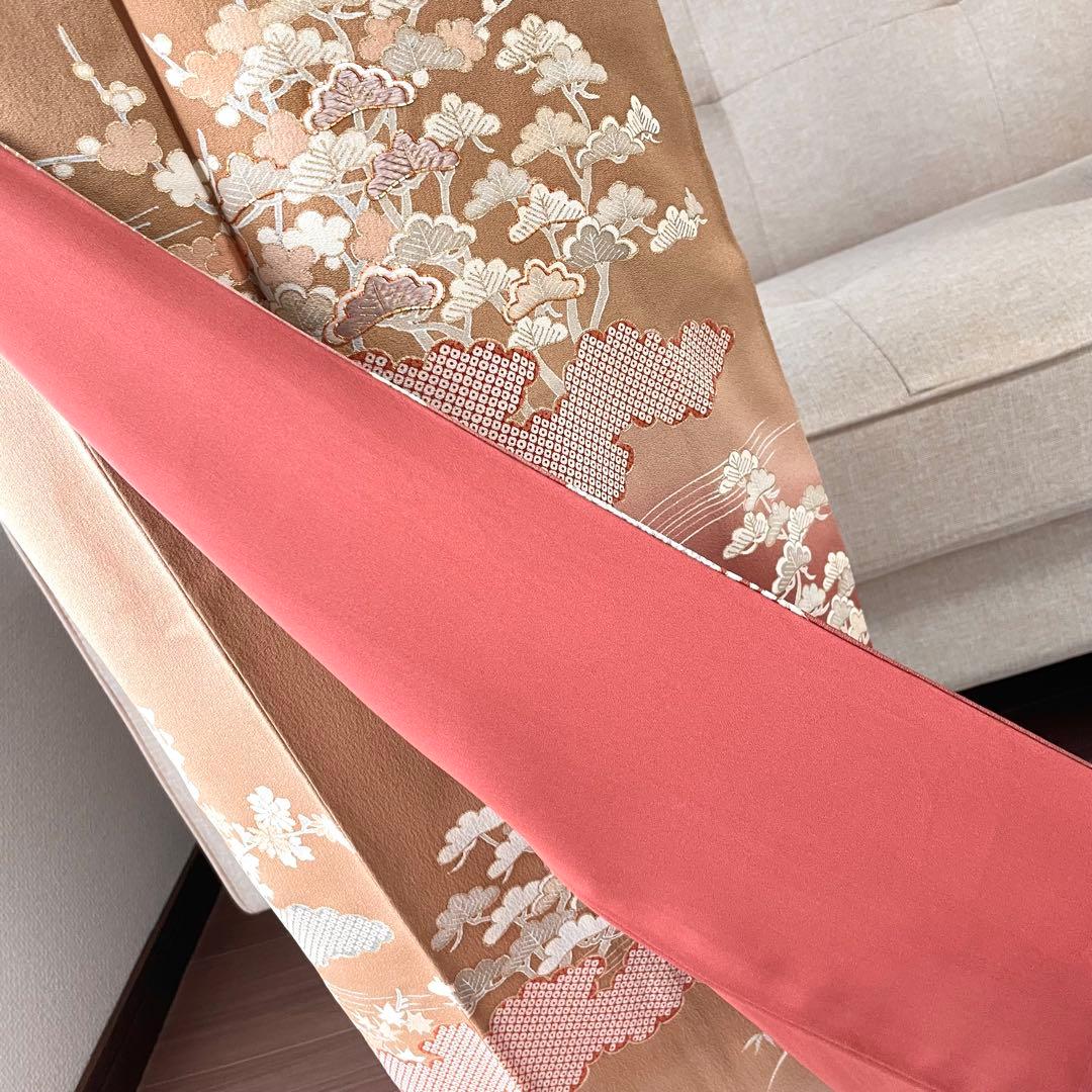 茶色 友禅 4点 フルセット 訪問着 入学式 卒業式 入園式 春 秋 冬