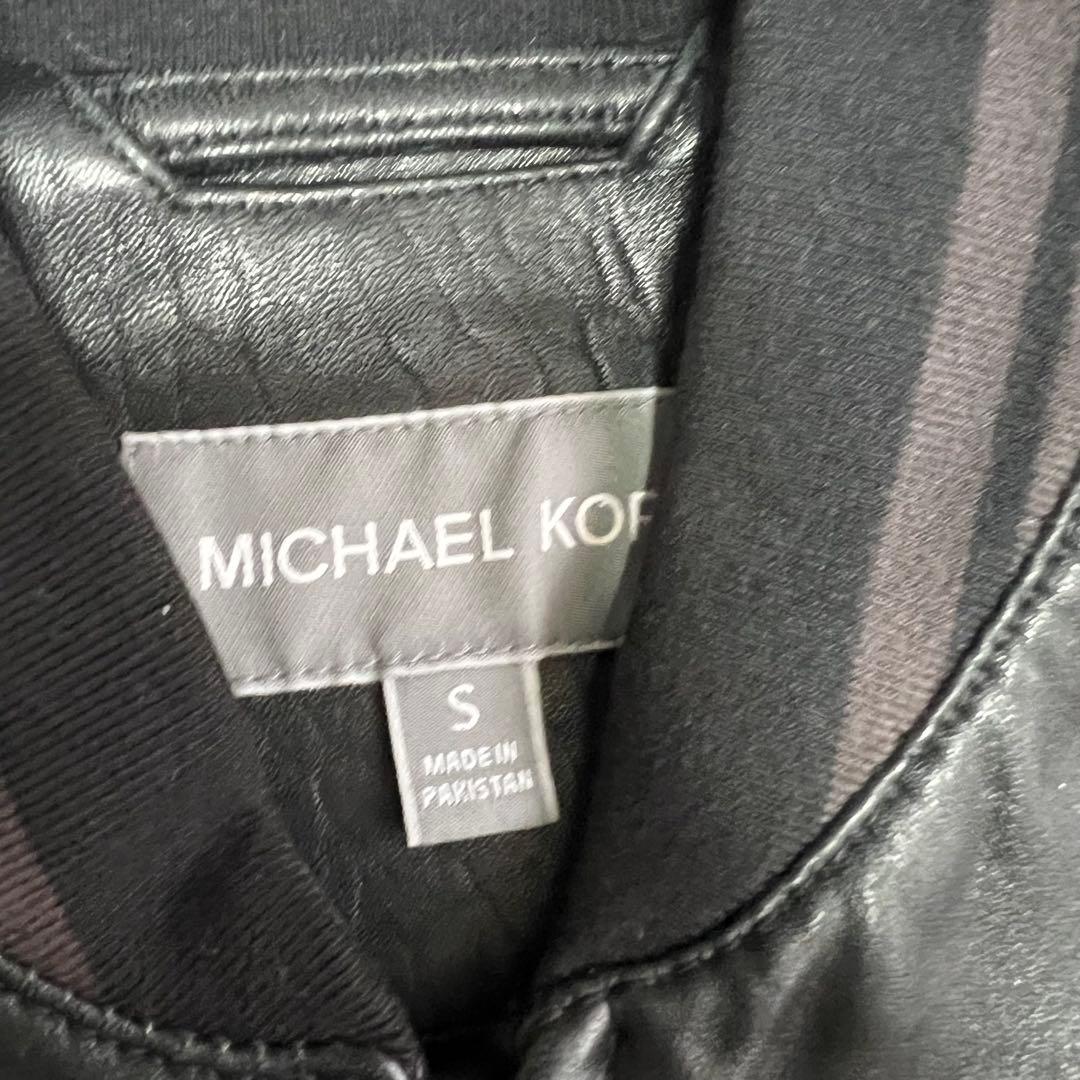 マイケルコース　ラムレザー　シングルライダース　革ジャン　総柄　S 黒