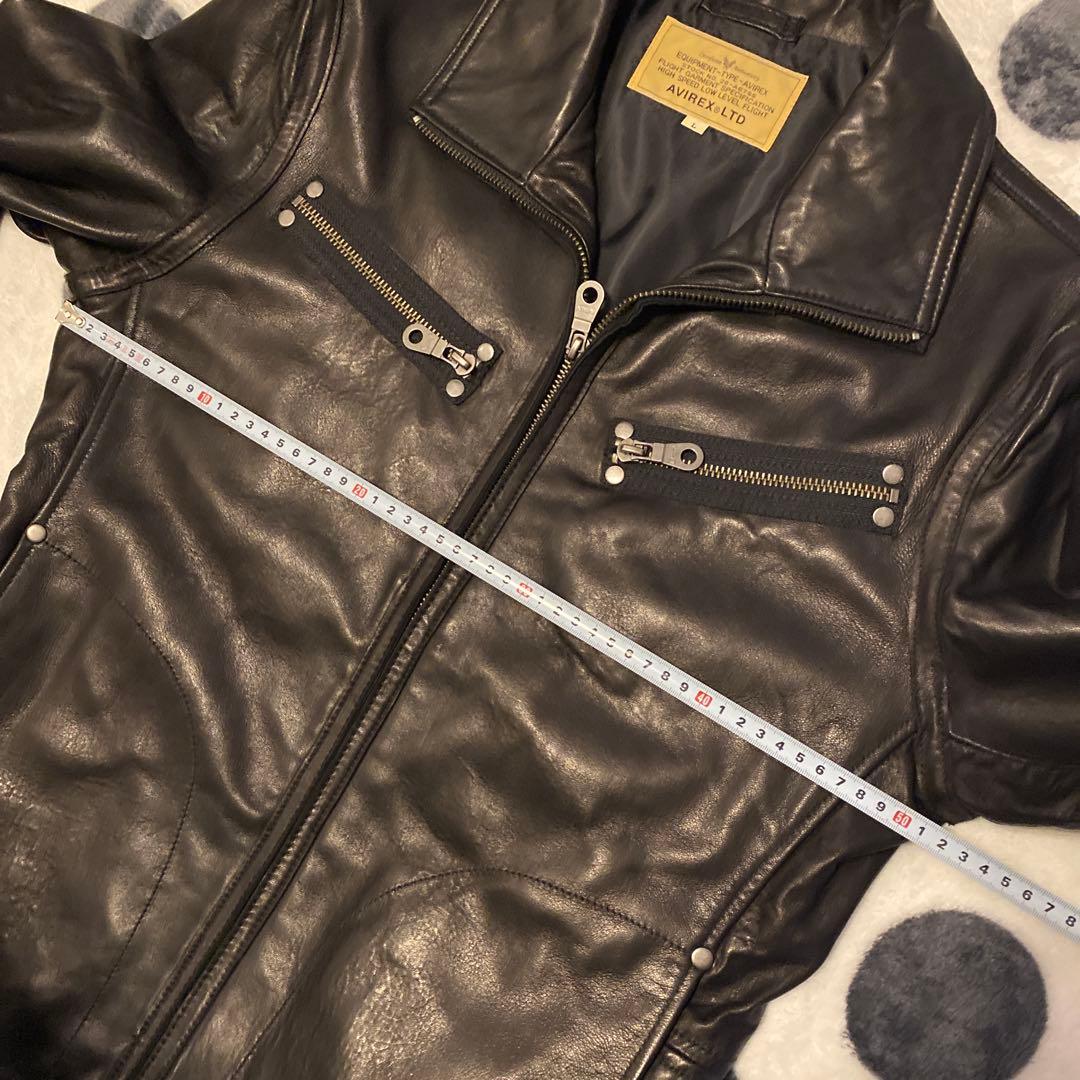 【羊革】AVIREX シングルライダース レザージャケット Lサイズ 黒