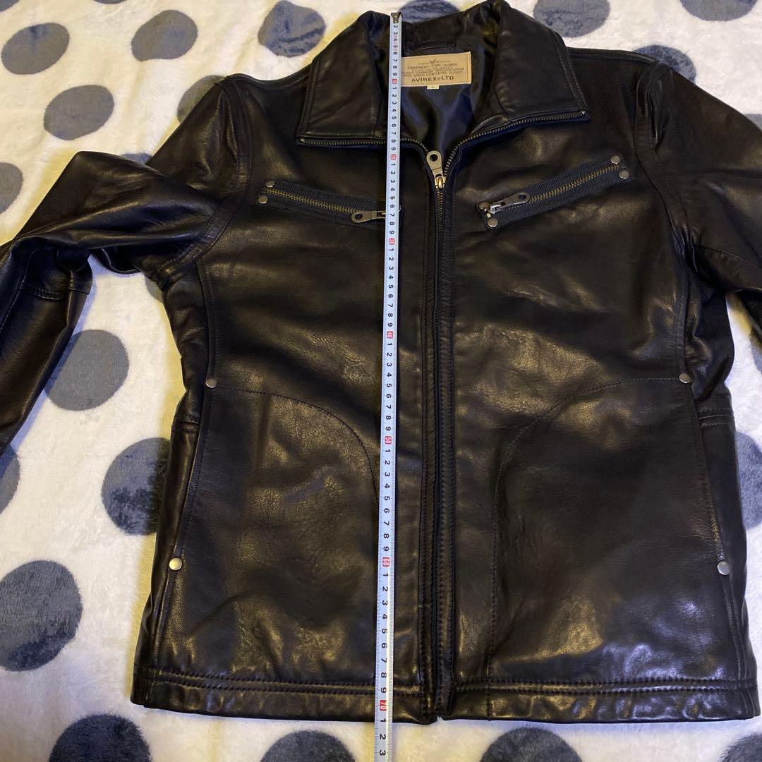 【羊革】AVIREX シングルライダース レザージャケット Lサイズ 黒