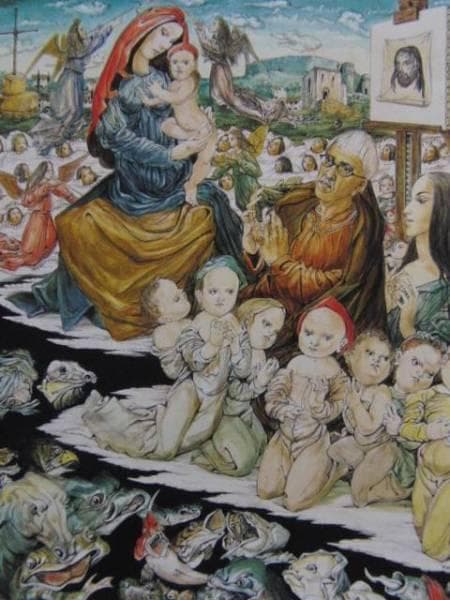 藤田嗣治、【二人の祈り 】、希少な限定額装用画集画、新品高級額 額装付