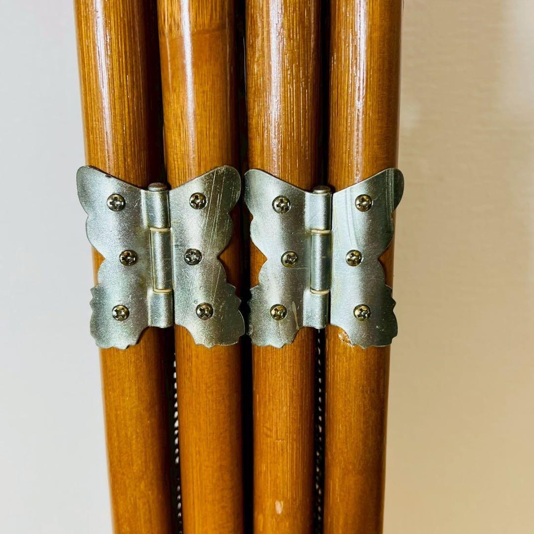 ラタン パーテーション 籐家具 昭和レトロ 4連 衝立 間仕切りアジアンテイスト