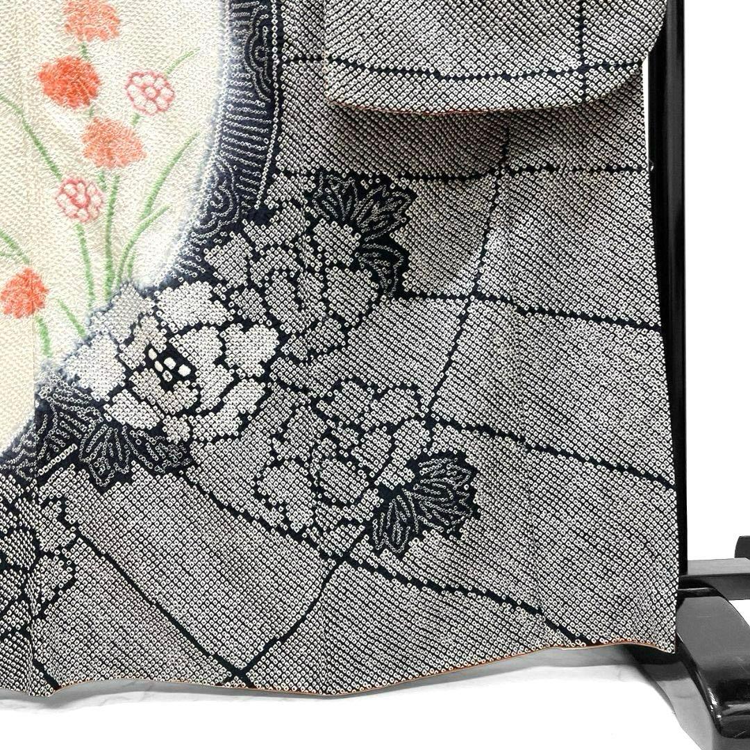 総絞り　牡丹　菊花　花模様　振袖　成人式 晴れの日 着物 032a p