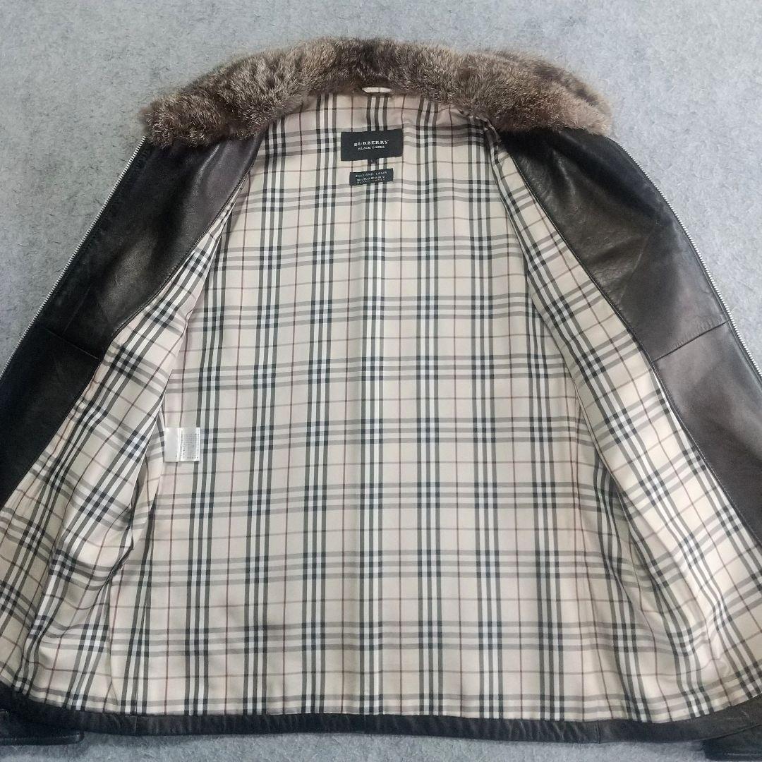 バーバリーブラックレーベル ライダースジャケット L ラムレザー 革ジャン