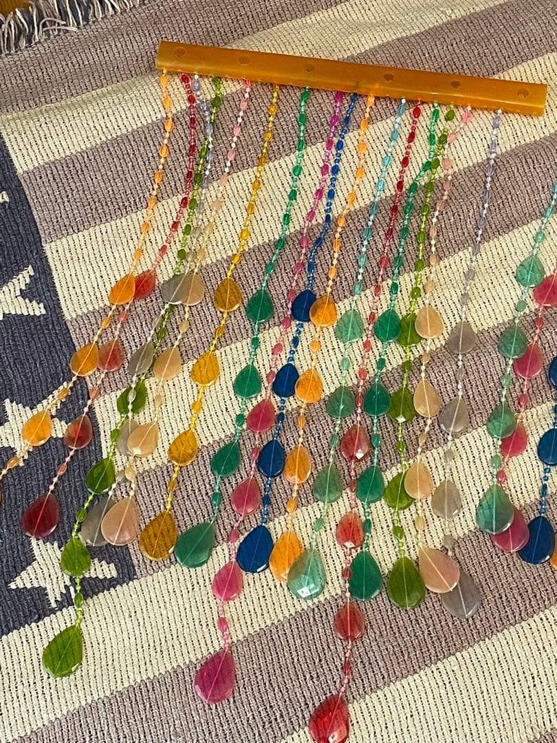 昭和レトロ　プラスチックのれん　簾　暖簾　レトロポップ　当時物　カラフル　ビーズ