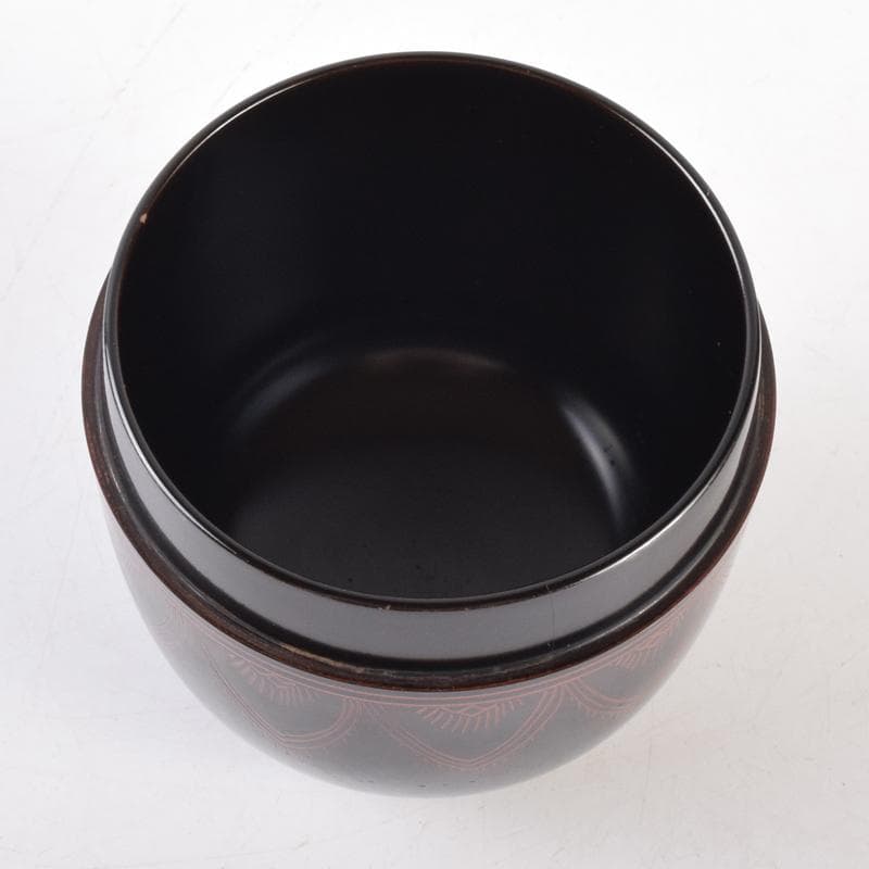 茶道具　黒漆　笹文　棗　在銘　共箱　V　7029