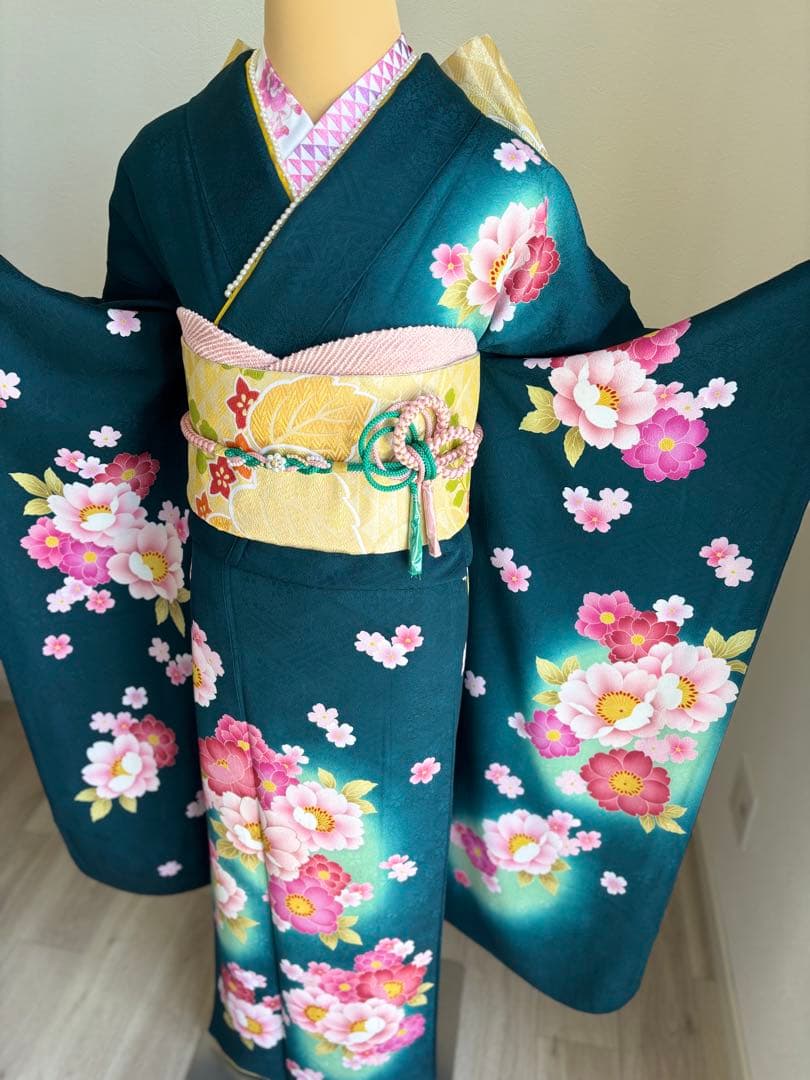 みるく様　【特別大価格❣️⑥】振袖フルセット　正絹振袖　成人式 緑系