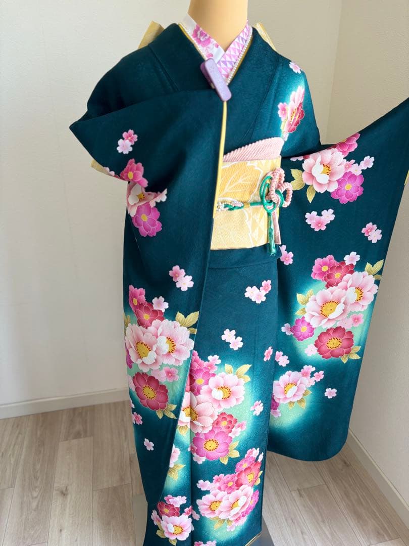 みるく様　【特別大価格❣️⑥】振袖フルセット　正絹振袖　成人式 緑系