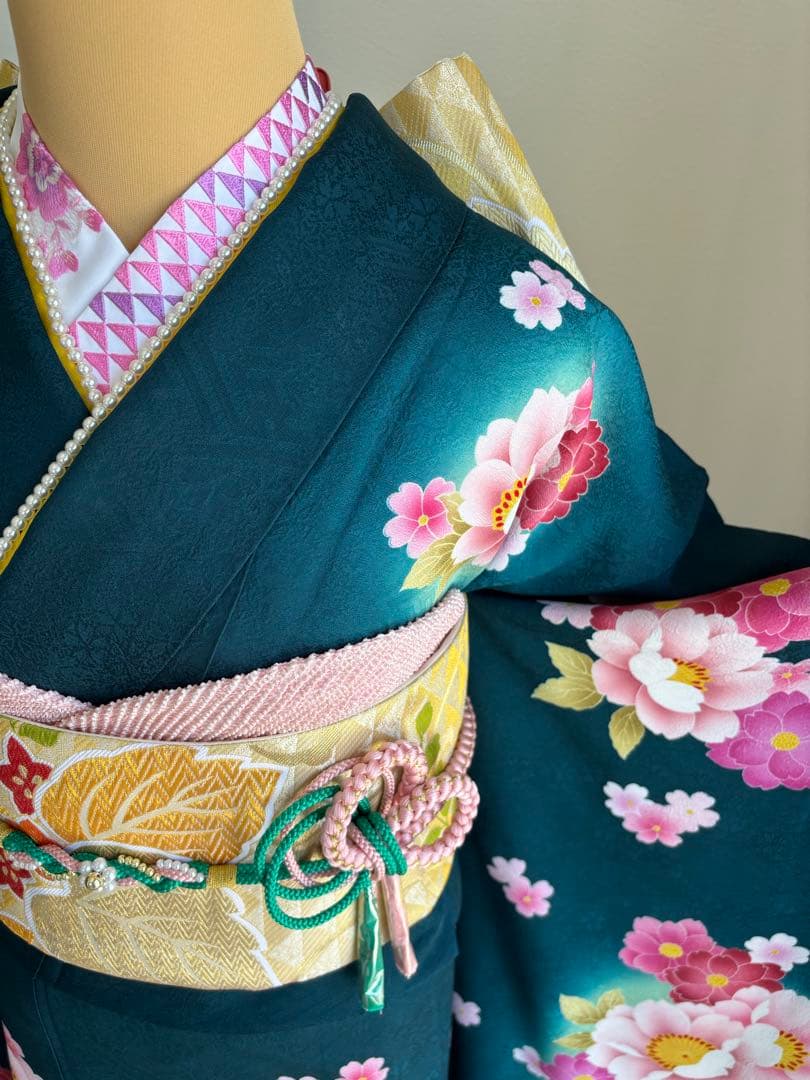 みるく様　【特別大価格❣️⑥】振袖フルセット　正絹振袖　成人式 緑系