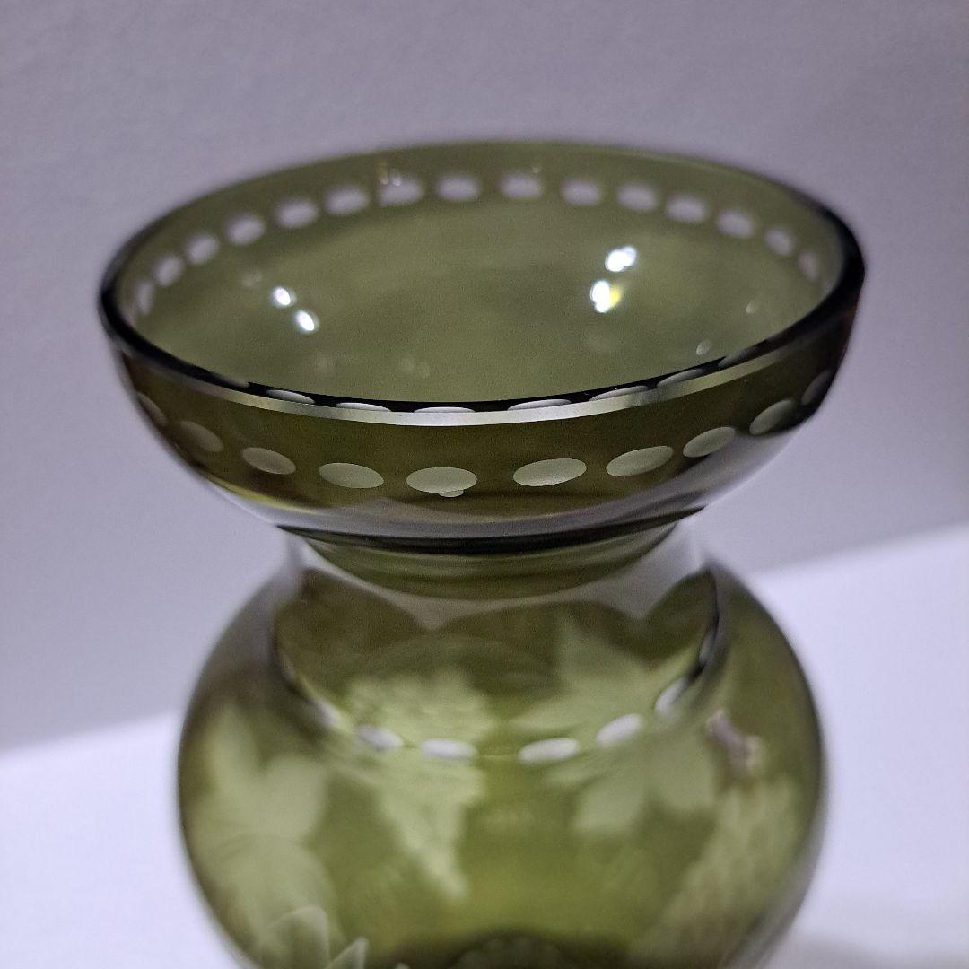 茶道具　江戸　ギヤマン硝子　紫色被せ硝子　葡萄図　　水次　完品